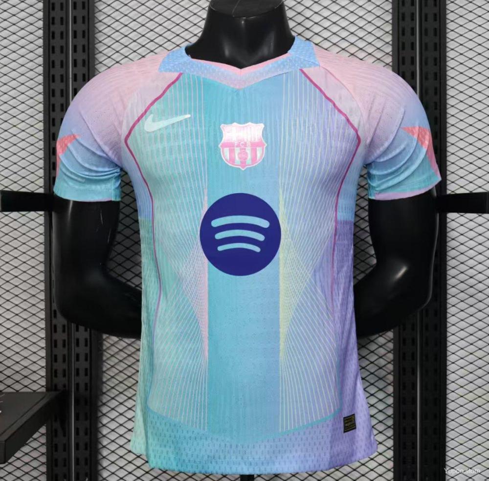 Player Version 2025/26 FC Barcelona Mint Green with Pink Trim Jersey