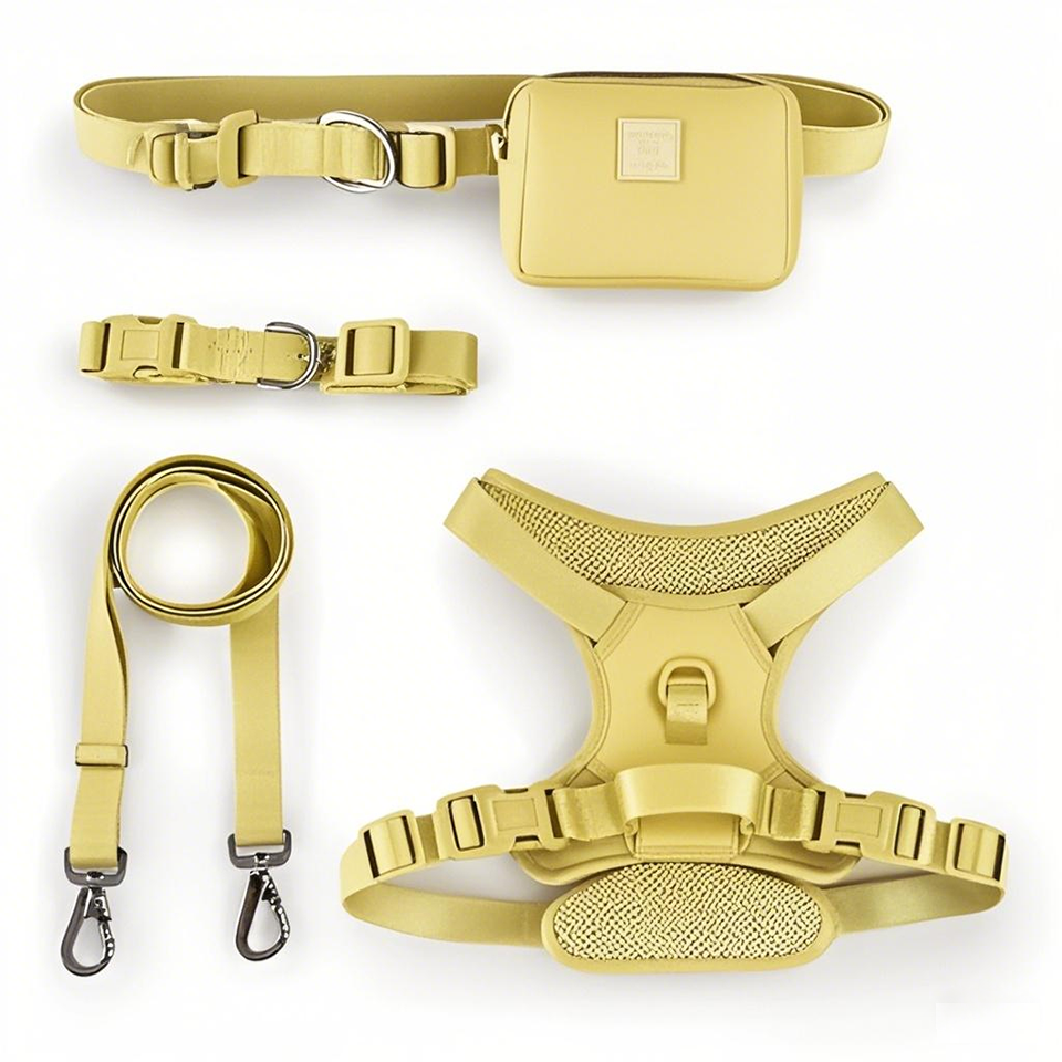 Durable Custom Stylish No Pull Pet Harness Soft Polyester and Mesh adjustable Dog Harness Leash Collar Bag Set