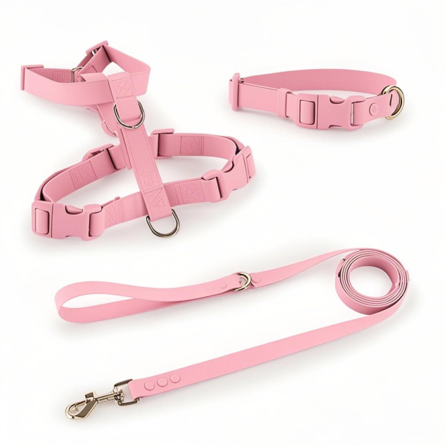 Manufacturers Custom PVC Rubber Coated Waterproof Pet Harness Luxury Adjustable H Strap No Pull Reversible Dog Harness Kit with Dual Buckle Design on Right and Left Side