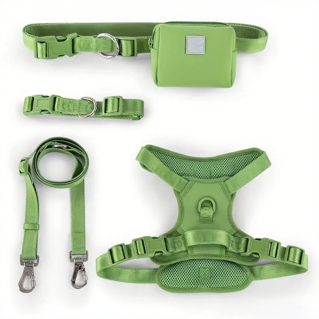 Durable Custom Stylish No Pull Pet Harness Soft Polyester and Mesh adjustable Dog Harness Leash Collar Bag Set