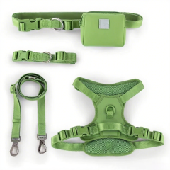 Durable Custom Stylish No Pull Pet Harness Soft Polyester and Mesh adjustable Dog Harness Leash Collar Bag Set