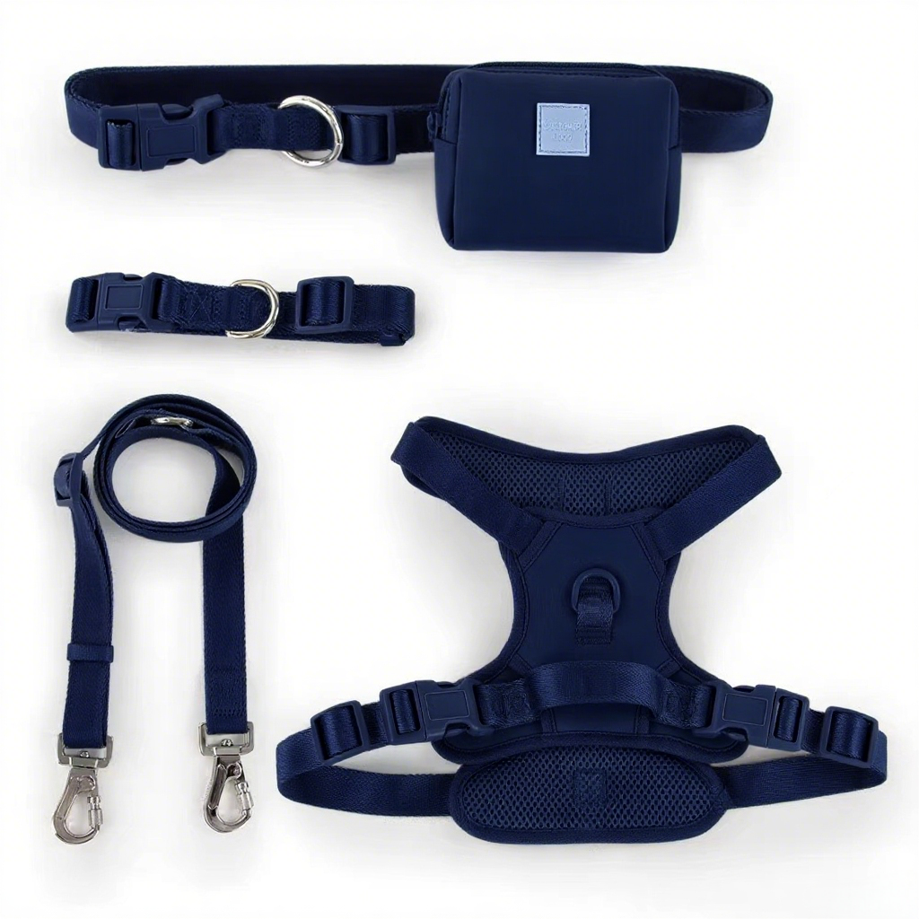 Durable Custom Stylish No Pull Pet Harness Soft Polyester and Mesh adjustable Dog Harness Leash Collar Bag Set