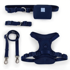 Durable Custom Stylish No Pull Pet Harness Soft Polyester and Mesh adjustable Dog Harness Leash Collar Bag Set
