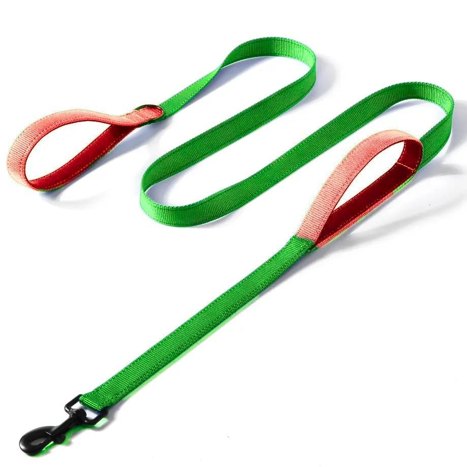 Fashion Color Block Durable Dog Leash Dual Handle No pull Pet Leash Multiple Color for customized