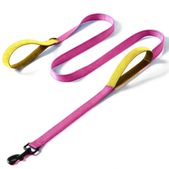 Fashion Color Block Durable Dog Leash Dual Handle No pull Pet Leash Multiple Color for customized