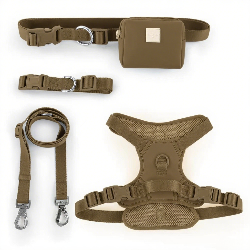 Durable Custom Stylish No Pull Pet Harness Soft Polyester and Mesh adjustable Dog Harness Leash Collar Bag Set