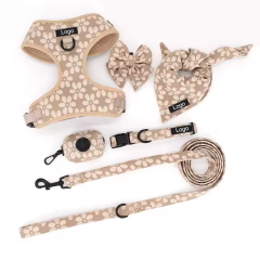 Professional Supplier Special Embroidery Collar and Leash Luxury Training Adjustable Dog Harness Set