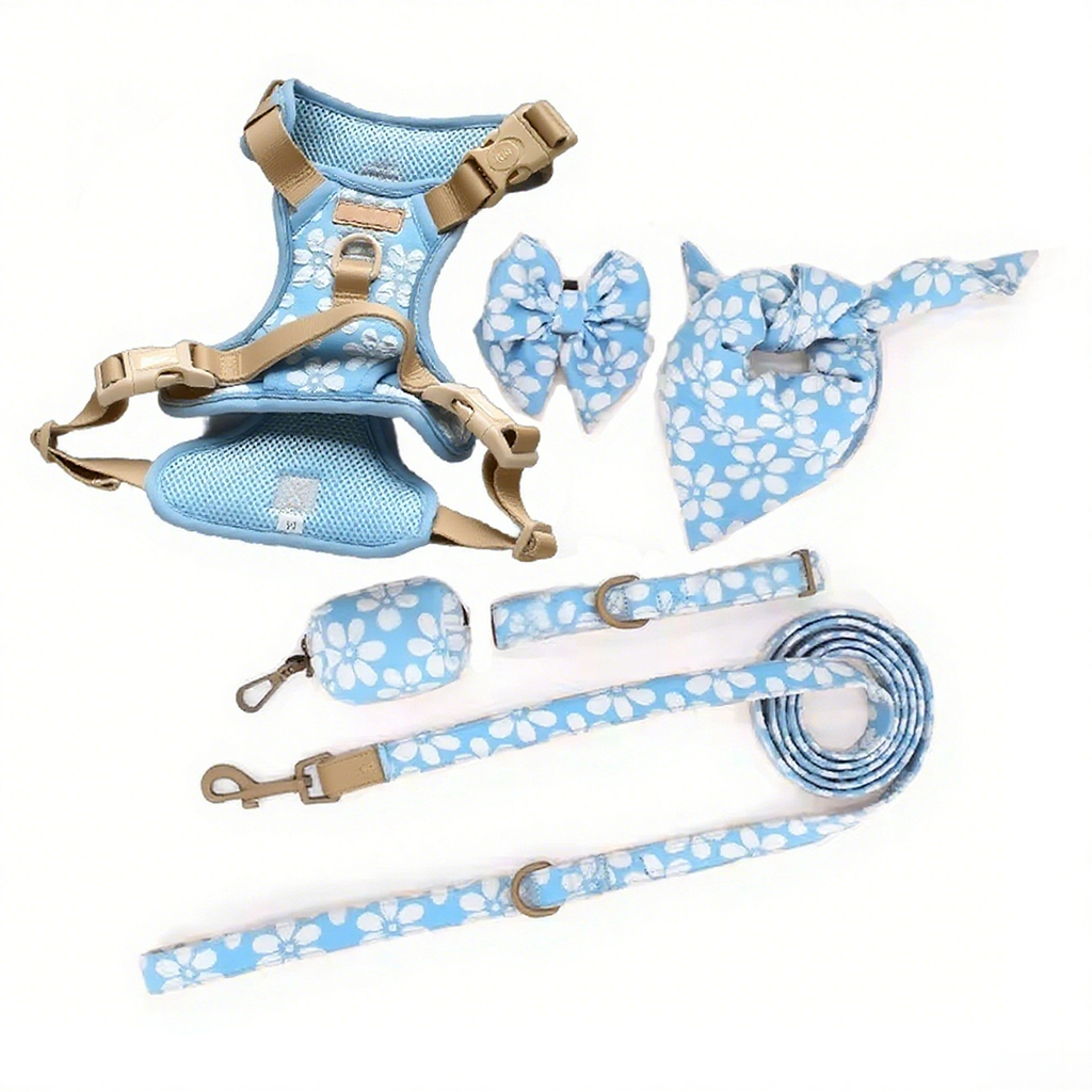 Personalize Embroidery Pet Collar and Leash Luxury Training Adjustable Best Dog Harness Set