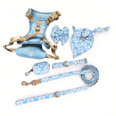 Personalize Embroidery Pet Collar and Leash Luxury Training Adjustable Best Dog Harness Set