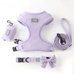Professional Supplier Special Embroidery Collar and Leash Luxury Training Adjustable Dog Harness Set