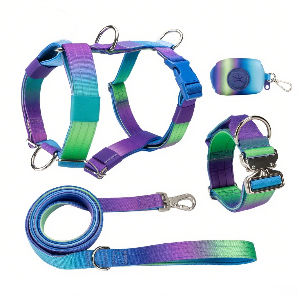 Manufacturers Gradient Color Custom Neoprene Pet Harness Luxury Adjustable H Strap No Pull Reversible Dog Harness Kit
