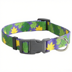 Transfer printing custom pattern Reflective Dog Collar Customizable Soft Neoprene Padded Breathable Nylon Pet Collar Adjustable for Small Dogs