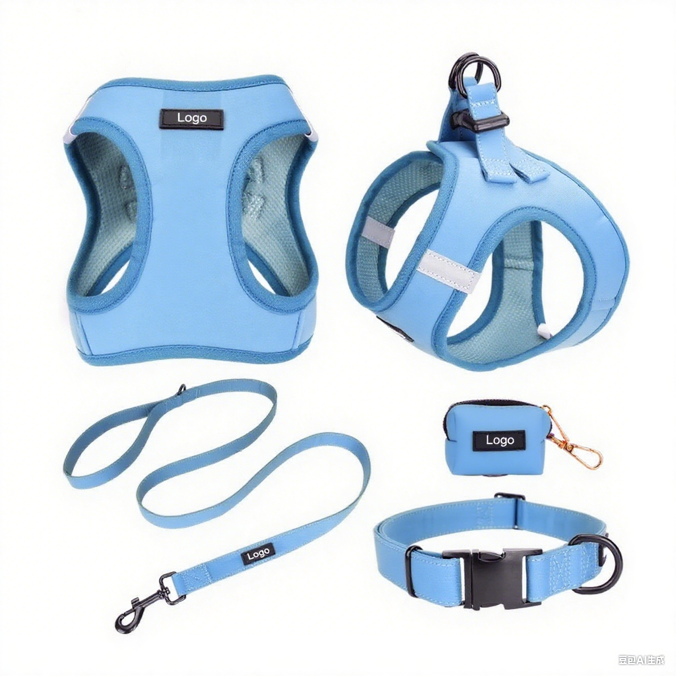 Outdoor Padded Puppy Harness set OEM/ODM Support custom small dog harness leash collar kit