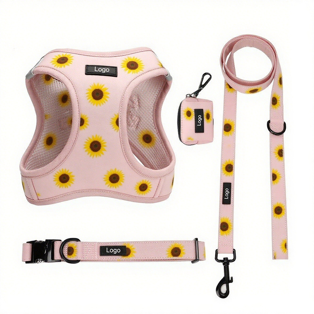 OEM Custom Designers Pet Dog Harness Leash and Collar Set No Pull Personalized Dogs Accessories Vest Soft Dog Harness Set