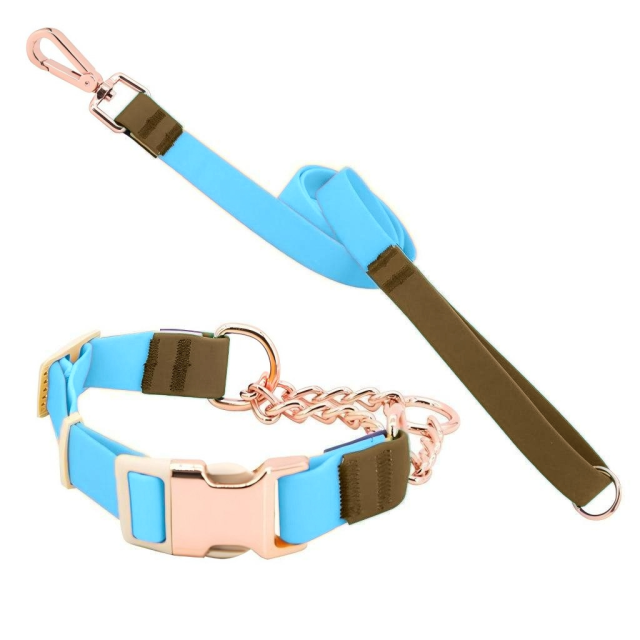 Metal Accessories Custom Color Blocking Reflective Dog Collar Rubber Waterproof Pet Collar Adjustable for Dogs or cats