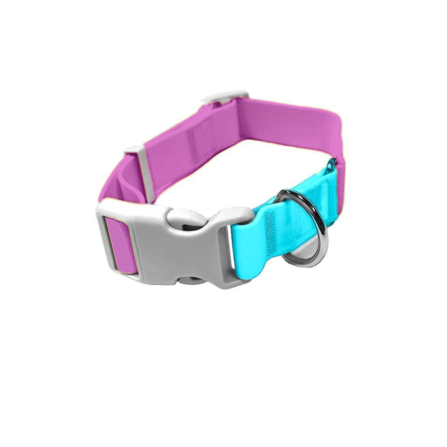 Custom Color Blocking Reflective Dog Collar Rubber Waterproof Pet Collar Adjustable for Dogs or cats