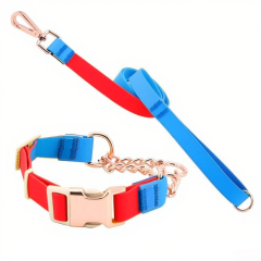 Metal Accessories Custom Color Blocking Reflective Dog Collar Rubber Waterproof Pet Collar Adjustable for Dogs or cats