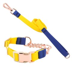 Metal Accessories Custom Color Blocking Reflective Dog Collar Rubber Waterproof Pet Collar Adjustable for Dogs or cats