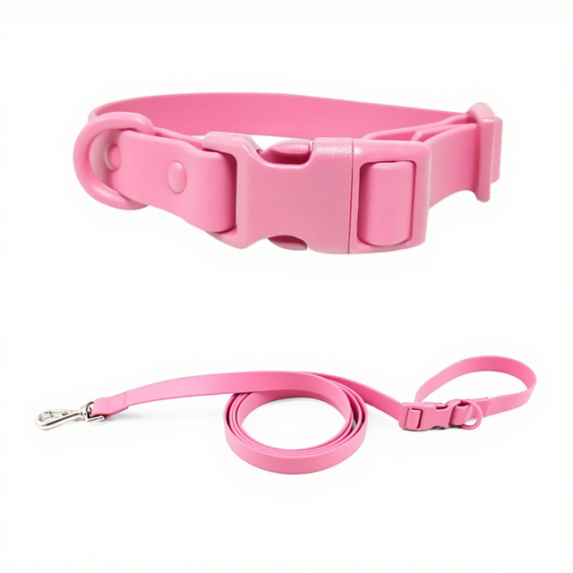 Custom Color Reflective Dog Collar PVC Rubber Waterproof Pet Leash and Collar Set Adjustable for Dogs or cats