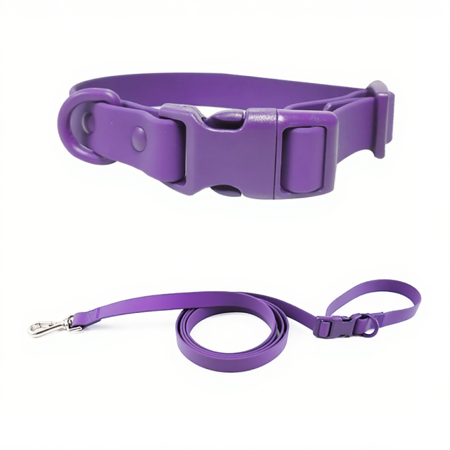 Custom Color Reflective Dog Collar PVC Rubber Waterproof Pet Leash and Collar Set Adjustable for Dogs or cats