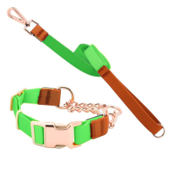 Metal Accessories Custom Color Blocking Reflective Dog Collar Rubber Waterproof Pet Collar Adjustable for Dogs or cats