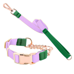 Metal Accessories Custom Color Blocking Reflective Dog Collar Rubber Waterproof Pet Collar Adjustable for Dogs or cats