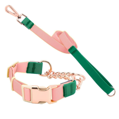 Metal Accessories Custom Color Blocking Reflective Dog Collar Rubber Waterproof Pet Collar Adjustable for Dogs or cats