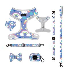Luxury Custom Any Pattern Colorful Low MOQ Adjustable No Pull Pet Harness and Leash and Collar Set