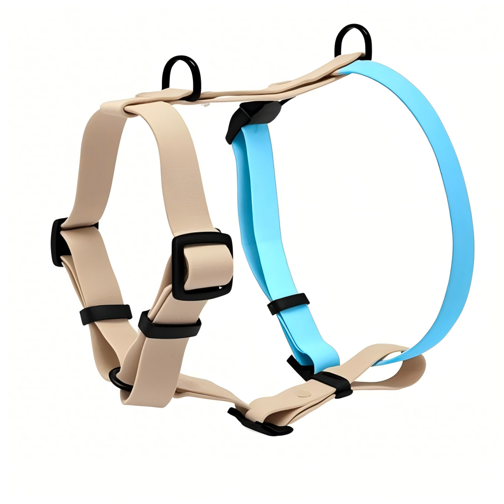 Factory Custom Color-Blocking Design PVC Rubber Coated Waterproof Pet Harness Luxury Adjustable H Strap No Pull Reversible Dog Harness