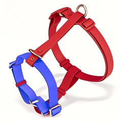 Factory Custom Color-Blocking Design PVC Rubber Coated Waterproof Pet Harness Luxury Adjustable H Strap No Pull Reversible Dog Harness