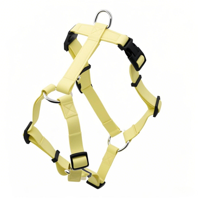 Manufacturers Custom PVC Rubber Coated Waterproof Pet Harness Luxury Adjustable H Strap No Pull Reversible Dog Harness with Dual Buckle Design on Right and Left Side