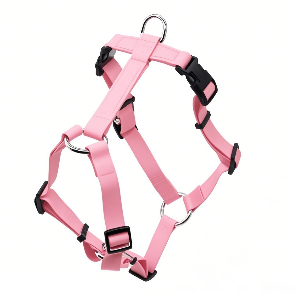 Manufacturers Custom PVC Rubber Coated Waterproof Pet Harness Luxury Adjustable H Strap No Pull Reversible Dog Harness with Dual Buckle Design on Right and Left Side