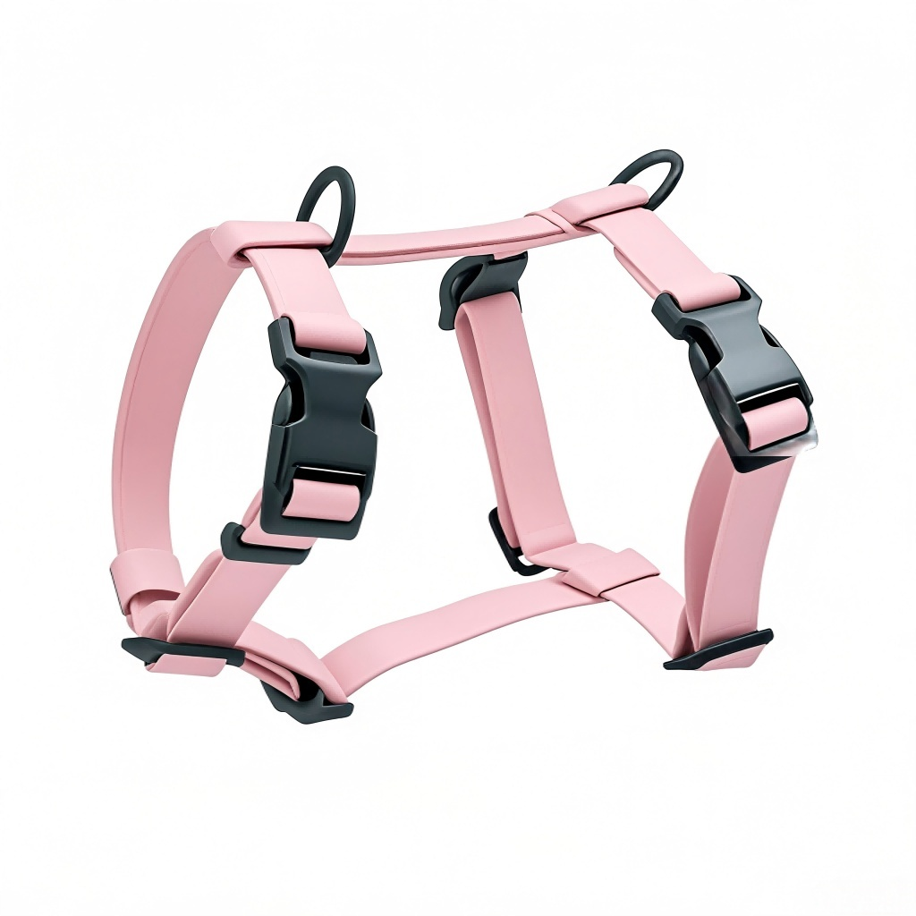 Manufacturers Custom PVC Rubber Coated Waterproof Pet Harness Luxury Adjustable H Strap No Pull Reversible Dog Harness with Dual Buckle Design on Front and Back Side