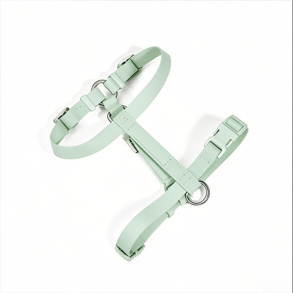 Manufacturers Custom PVC Rubber Coated Waterproof Pet Harness Luxury Adjustable H Strap No Pull Reversible Dog Harness with Single Buckle Design
