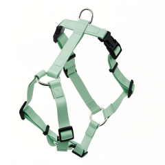 Manufacturers Custom PVC Rubber Coated Waterproof Pet Harness Luxury Adjustable H Strap No Pull Reversible Dog Harness with Dual Buckle Design on Right and Left Side