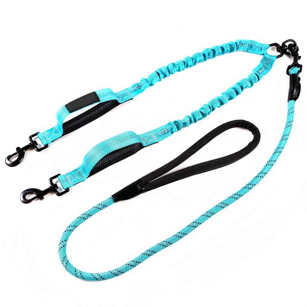 Pet Leash Custom Multipurpose Webbing Soft Adjustable Accessories Hands Free Comfortable Reflective Nylon Multiple Functional Dual Dog Leash