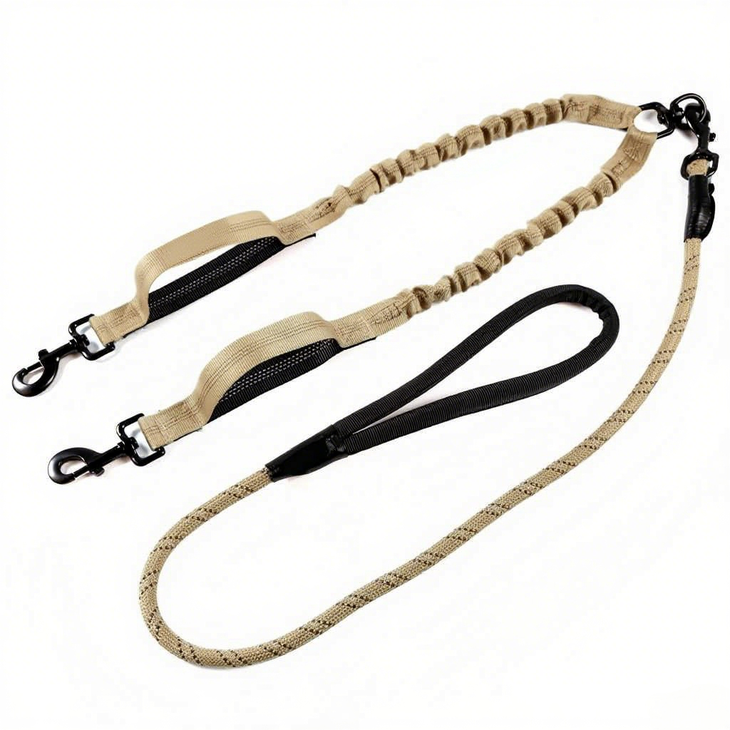 Pet Leash Custom Multipurpose Webbing Soft Adjustable Accessories Hands Free Comfortable Reflective Nylon Multiple Functional Dual Dog Leash