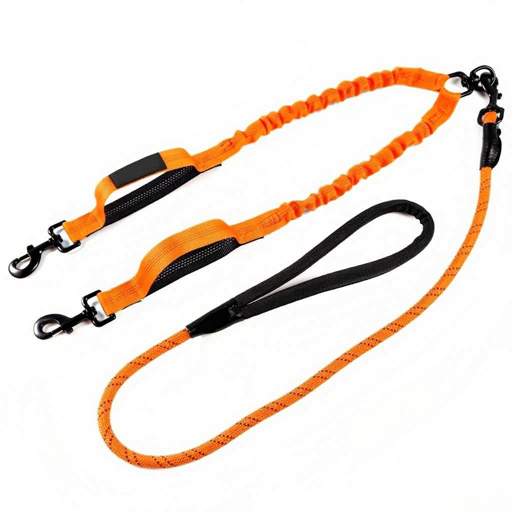 Pet Leash Custom Multipurpose Webbing Soft Adjustable Accessories Hands Free Comfortable Reflective Nylon Multiple Functional Dual Dog Leash