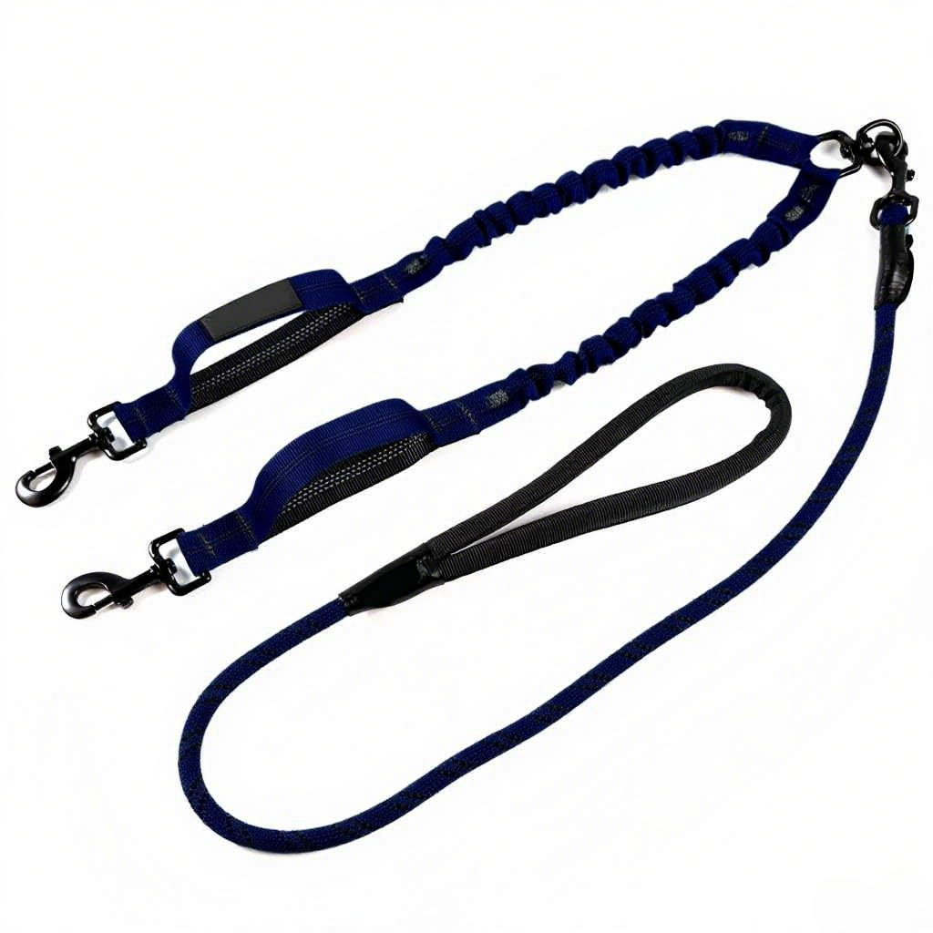 Pet Leash Custom Multipurpose Webbing Soft Adjustable Accessories Hands Free Comfortable Reflective Nylon Multiple Functional Dual Dog Leash