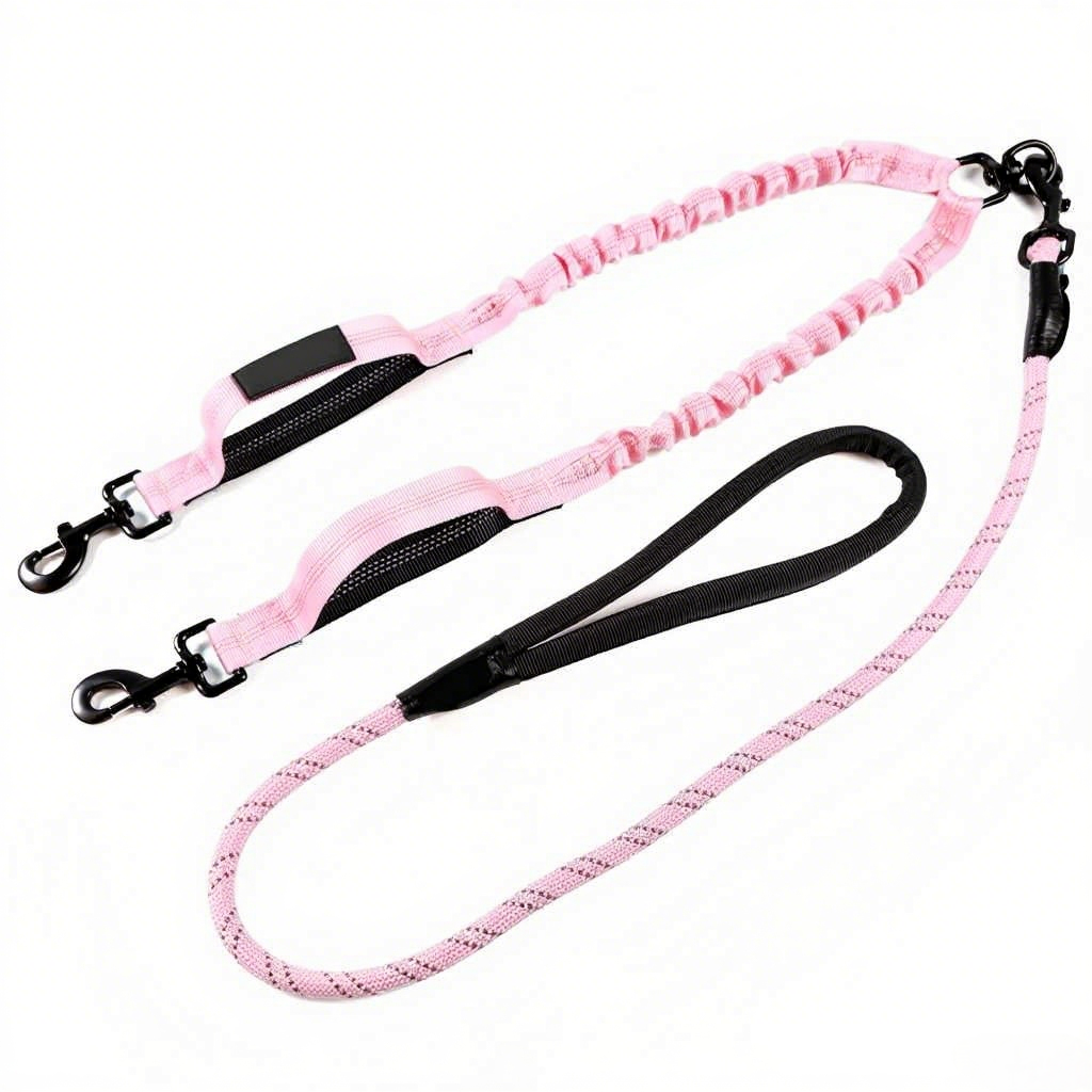 Pet Leash Custom Multipurpose Webbing Soft Adjustable Accessories Hands Free Comfortable Reflective Nylon Multiple Functional Dual Dog Leash
