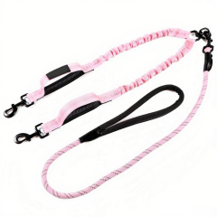 Pet Leash Custom Multipurpose Webbing Soft Adjustable Accessories Hands Free Comfortable Reflective Nylon Multiple Functional Dual Dog Leash