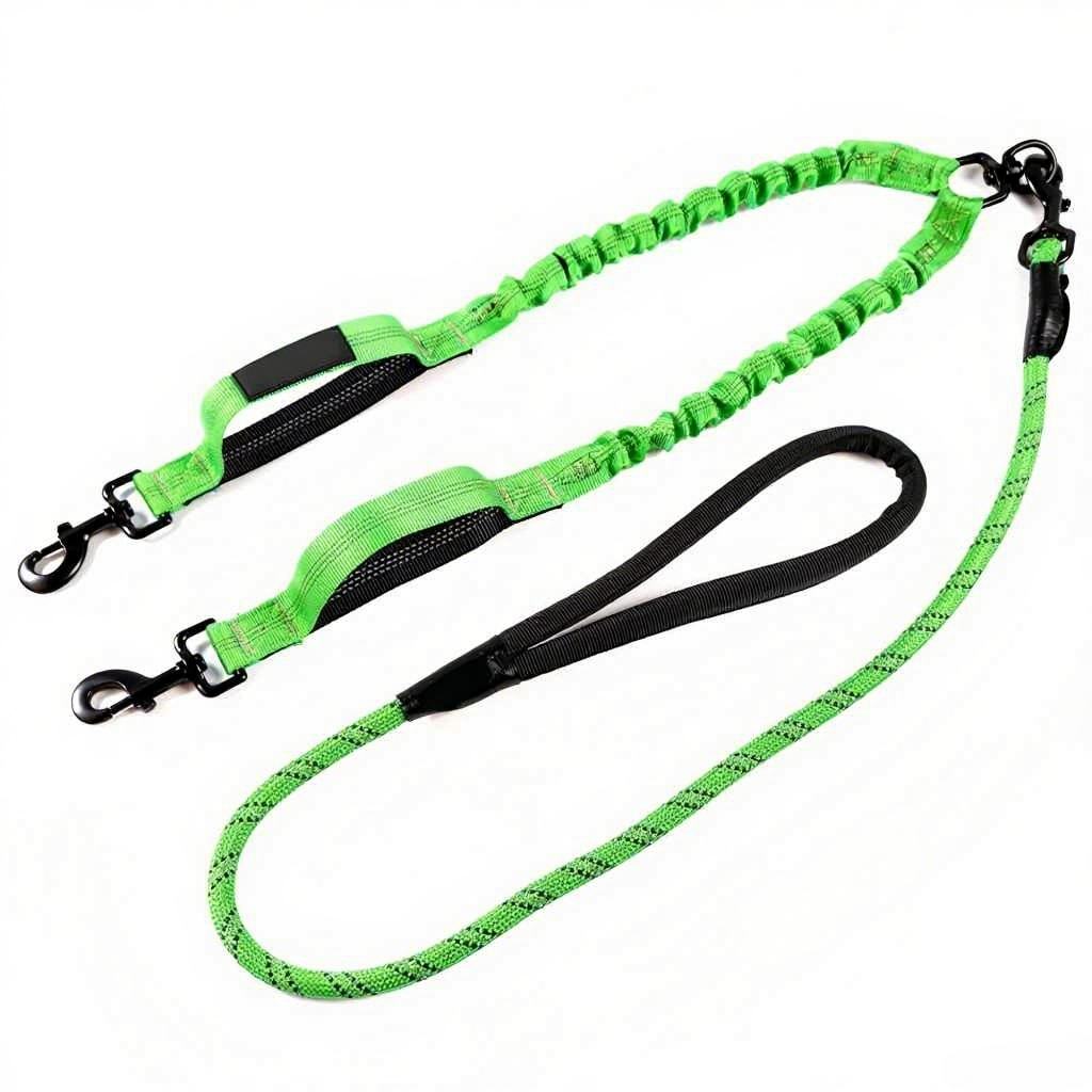 Pet Leash Custom Multipurpose Webbing Soft Adjustable Accessories Hands Free Comfortable Reflective Nylon Multiple Functional Dual Dog Leash