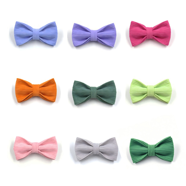 Factory Direct Summer Winter Nylon Pet Headwear Solid Pattern Puppy and Cat Dog Tie Stock Animal Design Pet Apparel Accessories Luxury Style Detachable Pet Bow Tie