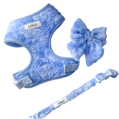 Custom Luxury Embroidered Lace Dog Harness Leash Set Quick Release Buckle Adjustable Dog Harness Set