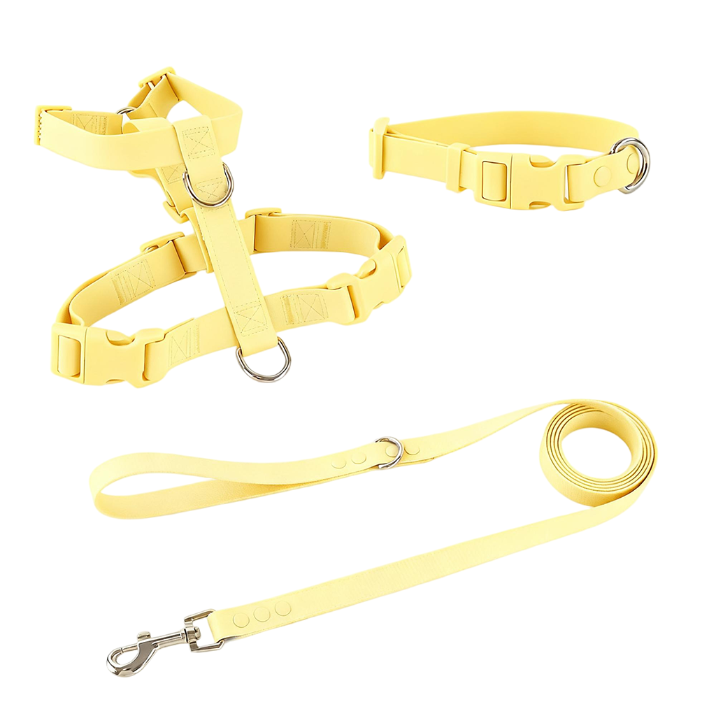 Manufacturers Custom PVC Rubber Coated Waterproof Pet Harness Luxury Adjustable H Strap No Pull Reversible Dog Harness Kit with Dual Buckle Design on Right and Left Side