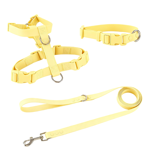 Manufacturers Custom PVC Rubber Coated Waterproof Pet Harness Luxury Adjustable H Strap No Pull Reversible Dog Harness Kit with Dual Buckle Design on Right and Left Side