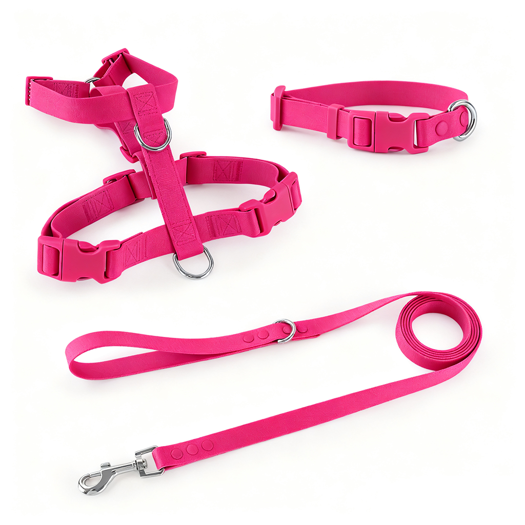 Manufacturers Custom PVC Rubber Coated Waterproof Pet Harness Luxury Adjustable H Strap No Pull Reversible Dog Harness Kit with Dual Buckle Design on Right and Left Side