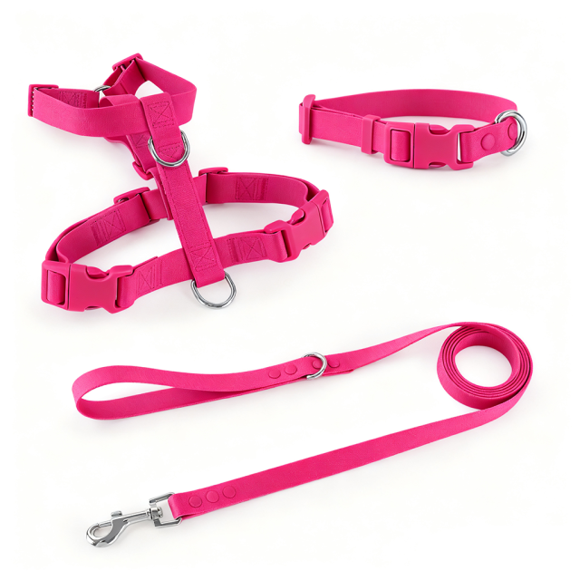 Manufacturers Custom PVC Rubber Coated Waterproof Pet Harness Luxury Adjustable H Strap No Pull Reversible Dog Harness Kit with Dual Buckle Design on Right and Left Side