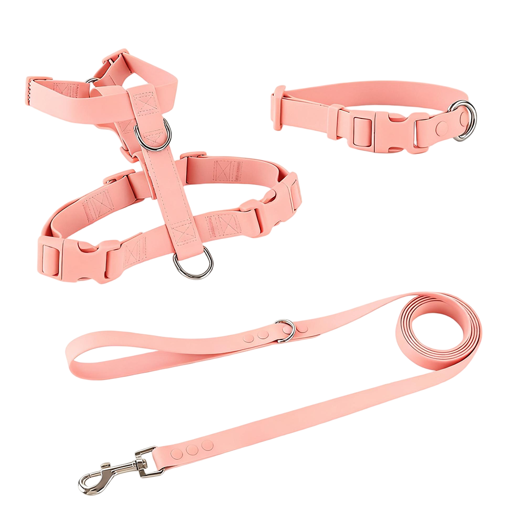 Manufacturers Custom PVC Rubber Coated Waterproof Pet Harness Luxury Adjustable H Strap No Pull Reversible Dog Harness Kit with Dual Buckle Design on Right and Left Side