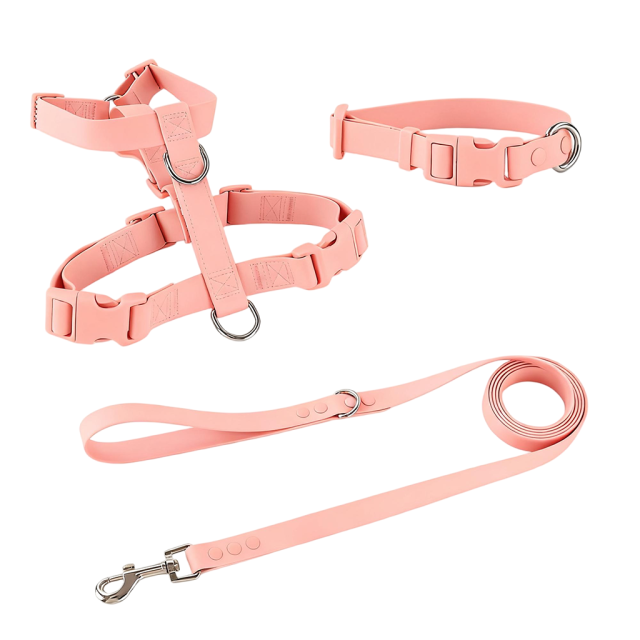 Manufacturers Custom PVC Rubber Coated Waterproof Pet Harness Luxury Adjustable H Strap No Pull Reversible Dog Harness Kit with Dual Buckle Design on Right and Left Side